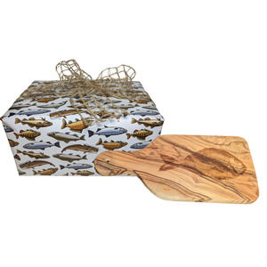 Etched Snapper Cheese Board with Handle - Gift Wrapped